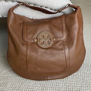 Tory Burch Hobo brown pebbled leather shoulder bag